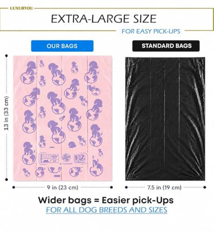 Dog Poop Bags - 100% Certified Compostable - 225 ct. | Ultra-thick Dog Bags for Poop - Up to 75% Thicker (20 microns) | 90-day Home Compostable, Plant-based Dog Waste Bags (Peach/Lilac) - color: Peach/Lilac