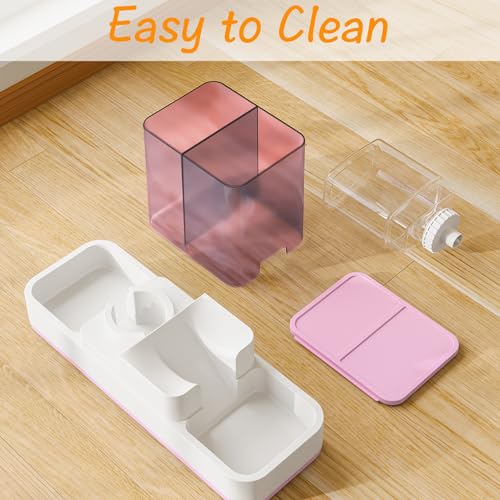 Tfwadmx Automatic Cat Food and Water Dispenser Gravity Dog Feeder Auto Cat Feeder 2 in 1 Pet Food Dispenser for Cats Small Dogs(Pink)