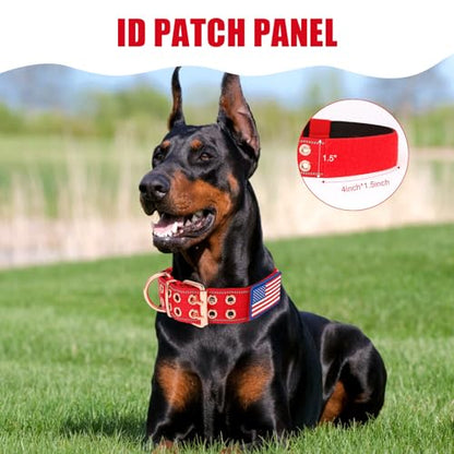 Heavy Duty Tactical Dog Collar with Neoprene Padded and Metal Buckle, Reflective Nylon for Medium to Large Dogs(Red, Medium) - color: Red, size: Medium (Pack of 1)