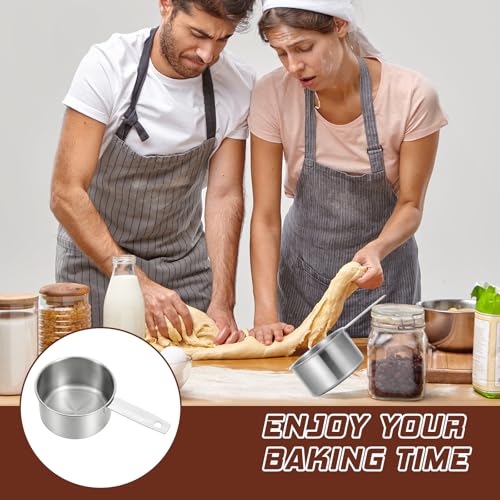 2 Pcs 1 Cup Stainless Steel Measuring Cup, Metal Measuring Cups (250ml, 8oz) Kitchen Gadgets Measure Scoop Dog Food Scoop for Wet and Dry Ingredients, Cooking, Baking, Dishwasher Safe - size: 1 Cup