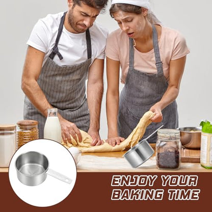 2 Pcs 1 Cup Stainless Steel Measuring Cup, Metal Measuring Cups (250ml, 8oz) Kitchen Gadgets Measure Scoop Dog Food Scoop for Wet and Dry Ingredients, Cooking, Baking, Dishwasher Safe - size: 1 Cup