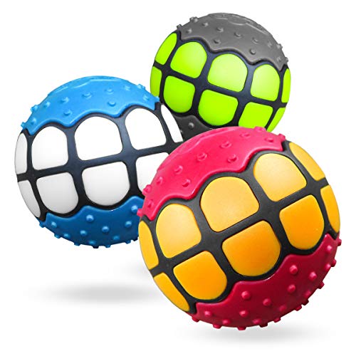 Dog Balls Toys Squeaky Fetch - Rubber Funny Ball Gifts for Large Medium Dogs (Variety Pack) - color: Variety