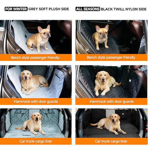 PETTALK Premium 2 Sided Design for Double Comfort Dog Car Cover for Back Seat, Waterproof Dog Hammock for Backseat Non-Slip Pet Protector, Anti Scratch Seat Cover Universal Fit for Cars SUVs Trucks