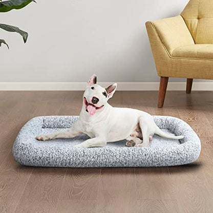 Friends Forever Bolster Dog Crate Mat 30 Inch, Washable Dog Crate Bed, Sherpa Fleece, Nova Grey - color: Nova Grey, size: 30"L x 19.25"W x 3"H, style: Crate Mat w/ Bolster