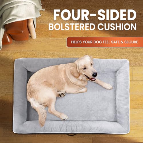 Upvilla Orthopedic Dog Bed XL, Four-Sided Cushioned Egg-Shaped Foam Dog Sofa, Waterproof Removable Cover, Pet Sofa Bed with Non-Slip Base, Extra Large Dog Bed,Gray - color: Gray, size: 46"L x 30"W x 7.5"Th