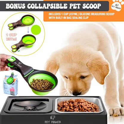 Elevated Dog Bowls, Raised Dog Bowl Stand with 4 Adjustable Heights, Stainless Steel Food Bowl & No-Spill Water Bowl – Dog Bowls Elevated for Small, Medium & Large Dogs - color: No-Spill Water Bowl & Stainless Steel Bowl Black
