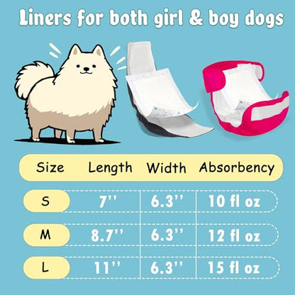 LeapSheep Dog Diaper Liners Pee Pads for Male and Female Dogs, Dog Period Pads, Super Soft Absorbtion Dog Booster Pads Fits Belly Bands, Wraps and Washable Doggy Diapers Female (S, 20) - size: Small