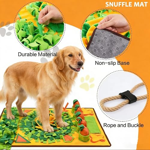Large Snuffle Mat for Dogs，31''x19'',Interactive Puzzle Dog Sniff Mat,Slow Feeder Dog Puzzle Toys for Training & Mental Stimulation,Easy to Clean,Durable Digging Toys for Small Medium & Large Dogs - color: yellow