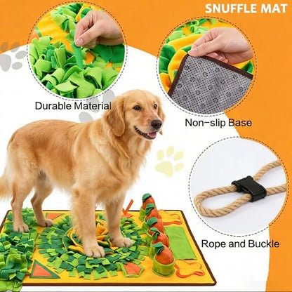 Large Snuffle Mat for Dogs，31''x19'',Interactive Puzzle Dog Sniff Mat,Slow Feeder Dog Puzzle Toys for Training & Mental Stimulation,Easy to Clean,Durable Digging Toys for Small Medium & Large Dogs - color: yellow
