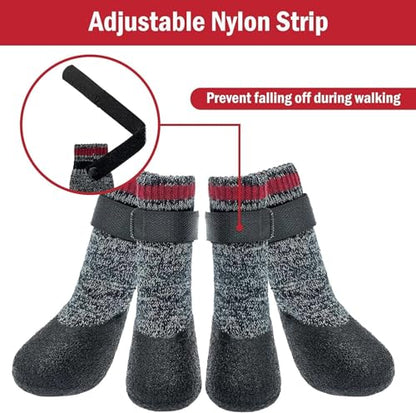 Mihachi Dog Socks Rubber Sole Paw Protectors with Straps Traction Control Anti-Slip Waterproof Boots Winter Paw Protectors - size: X-Large