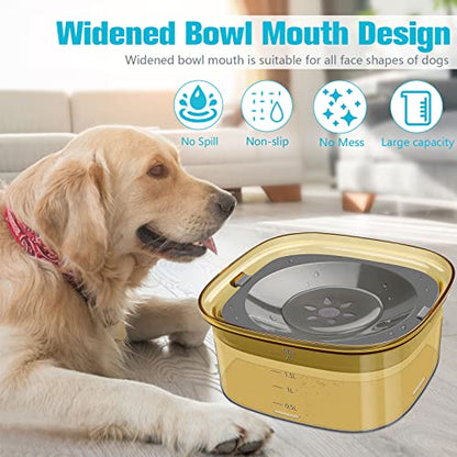 UPSKY 70oz No Spill Dog Bowl - 2L Large Capacity Spill Proof Slow Water Feeder for Messy Drinkers, Cats & Vehicles - color: F-Yellow, size: 2 L
