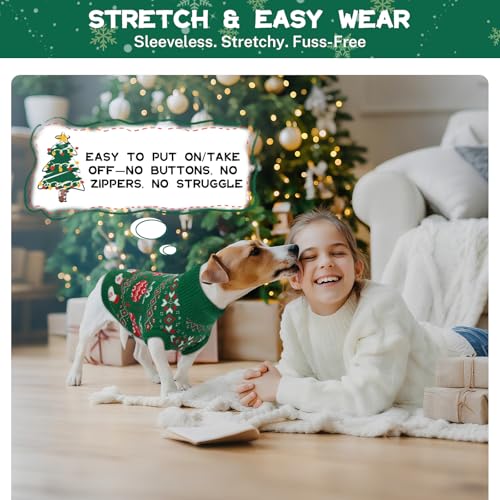QBLEEV Christmas Dog Sweater for Large Dogs – Soft Acrylic Knit Dog Pullover for Large Breed Winter Wear – Sleeveless Big Pet Holiday Outfit - XL Turtleneck Sweatershirt Dress Girl Boy
