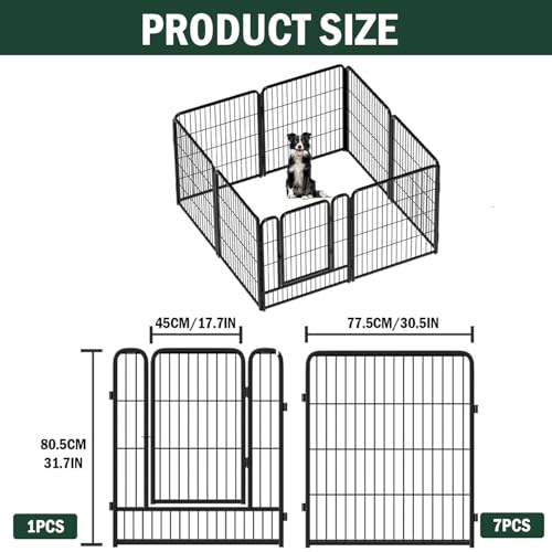 Vivicreate 8 Panels Dog Playpen Indoor Outdoor Metal Pet Fence Portable Foldable Dog Pen Puppy Exercise Pen for Small Medium Dogs Yard RV Camping