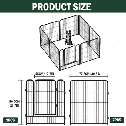 Vivicreate 8 Panels Dog Playpen Indoor Outdoor Metal Pet Fence Portable Foldable Dog Pen Puppy Exercise Pen for Small Medium Dogs Yard RV Camping