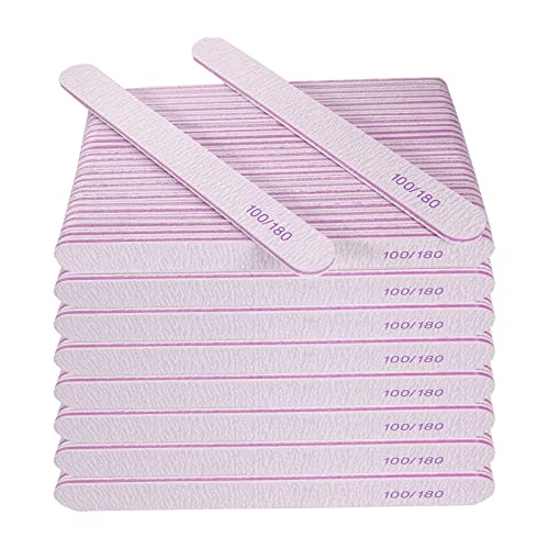 Nail File (200 Pcs), Bulk Emery Board Nail Files for Acrylic Nails and Natural Nails, 100/180 Grit Double Sided Emory Boards for Gel Nail Professional Reusable Washable Manicure Pedicure Kit Set Gray - size: 200 Pcs Rectangle 100/180 Grit
