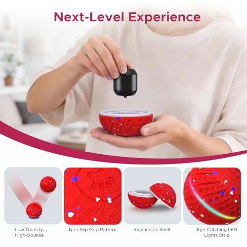 Dog Toys for Small Medium Dog to Keep Them Busy, Smart Interactive Dog Toys, Automatic Moving Bouncy Dog Balls 3-Modes with Lights, Motion Activated Rolling Dog Balls, Mental Stimulation, E-TPU Red - color: Red