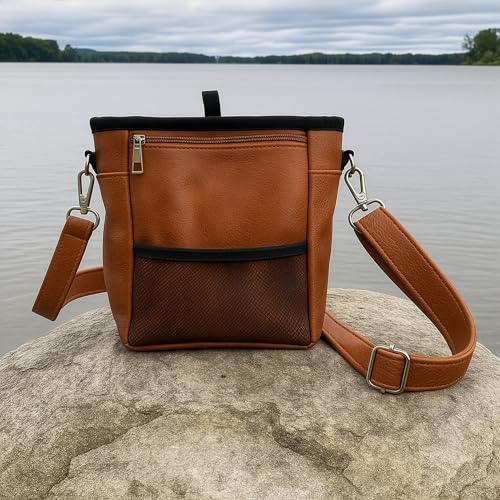 OtterPets Large Dog Treat Pouch PU Leather with Clicker, Magnetic Clasp, Fits All Phones, 4 Cups, Hands-Free Pouches for Dog Training Treat Pouch, Built in Poop Bag Holder