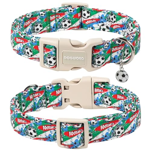 DOGWONG Football Dog Collar, Cute Blue Boy Dog Collar Adjustable Soft Male Female Pet Dog Collar Football Printed Puppy Necklace for Small Dogs,XS - color: Football, size: Extra Small
