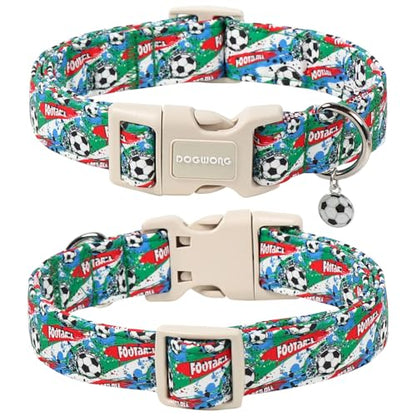 DOGWONG Football Dog Collar, Cute Blue Boy Dog Collar Adjustable Soft Male Female Pet Dog Collar Football Printed Puppy Necklace for Small Dogs,XS - color: Football, size: Extra Small