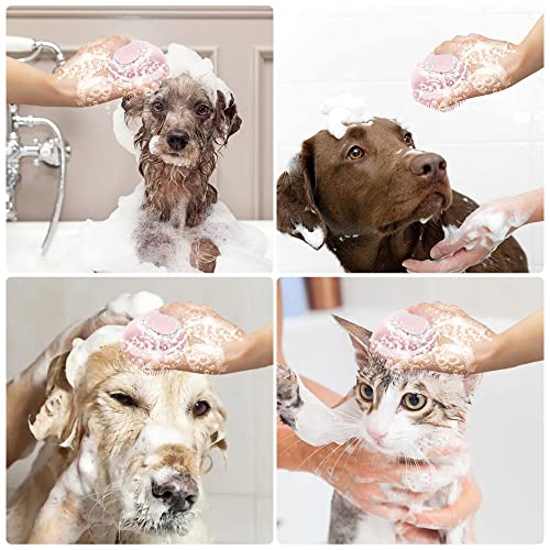 3-Pack Dog & Cat Bath Brush Set - Soft Silicone Pet Grooming Shampoo Brush, Massage Shower Brush with Shampoo Dispenser for Dogs & Cats - Gentle Bathing & Grooming Tool for Pets