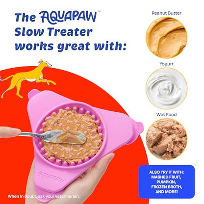 Aquapaw Anti-Slip Dog Lick Mat - Suction Cup Slow Feeder Pad - Calming Bath & Grooming Aid - Mental Stimulation Treat Toy - Pink - size: 1-Pack Regular