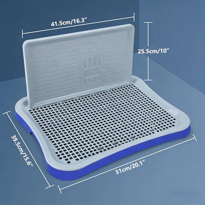 Dog Pee Pad Holder Dog Toilet, Indoor Potty Tray with High Walls Removable Mesh Pee Pad Holder for Puppy & Small Dogs Potty Training, Blue