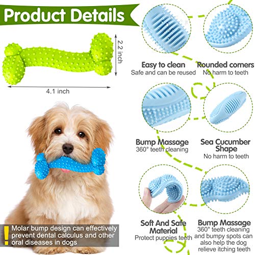 Skylety 6 Pcs Puppy Teething Chew Toys Rubber Bones Shaped Cute Dog Pet Small Dog Toys for 2-8 Months Small Dogs Cleaning Relieving Itching(Blue, Pink, Yellow Green) - color: Blue, Pink, Yellow Green