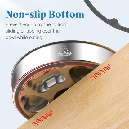 2Pcs Slow Feeder Dog Bowls, 5 Cups Stainless Steel Dog Slow Feeder Metal Pet Food Bowl with Non-Slip Base for Medium & Large Breed, Bloat Stop, Food-Grade, Dishwasher Safe - color: Silver/2 Pack, size: 5 Cups