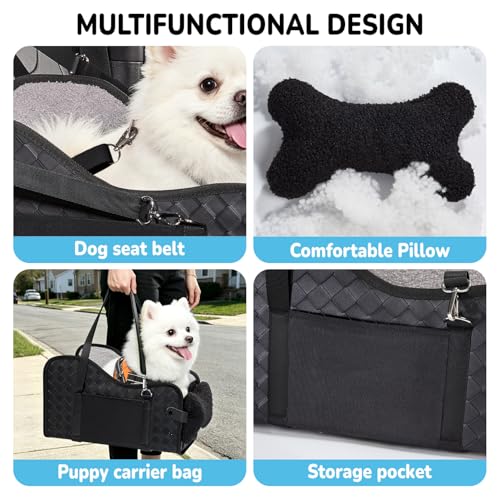 Center Console Dog Car Seat,Pet Puppy Middle Console Dog Car Seat for Small Dogs (Black, Small) - color: Black, size: Small