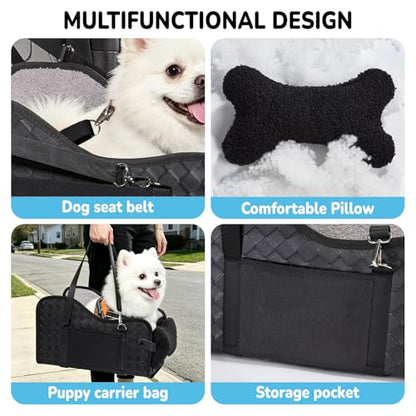 Center Console Dog Car Seat,Pet Puppy Middle Console Dog Car Seat for Small Dogs (Black, Small) - color: Black, size: Small