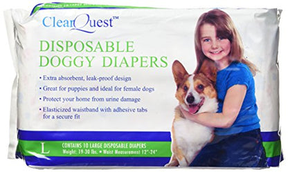ClearQuest Disposable Doggy Diapers, Super Absorbent Leak-Proof Pet Diapers - size: Large
