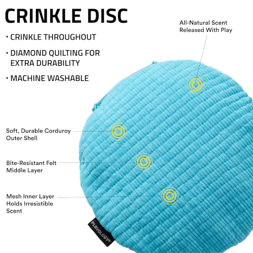 Playology Dog Toys | Plush Toy Crinkle Disc for Large Dogs | Peanut Butter Scented Jumbo Plush Chew Toy - size: Jumbo Disc, style: Peanut Butter