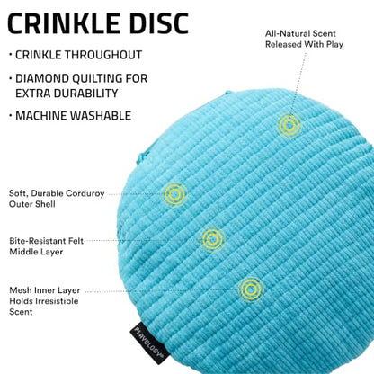 Playology Dog Toys | Plush Toy Crinkle Disc for Large Dogs | Peanut Butter Scented Jumbo Plush Chew Toy - size: Jumbo Disc, style: Peanut Butter