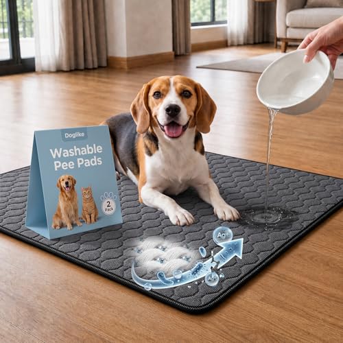 Doglike [Upgraded Silver-Ion Odor] Washable Pee Pads for Dogs – Ultra Absorbent, Leak-Proof, Non-Slip & 5-Hour Quick-Drying Reusable Puppy Training Pads for Home, Crate & Sofa, 24" x 24" (2 Pack) - size: 24" x 24"【Industry #1 Ag+ Fabric Application】
