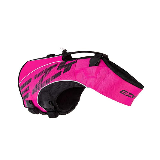 EzyDog DFD X2 Dog Life Jacket - Adjustable Swimming Safety Life Vest Preserver with Continuous Neck Flotation, Reflective Trim, & Grab Handle (4XS, Pink) - color: Pink, size: 4XS