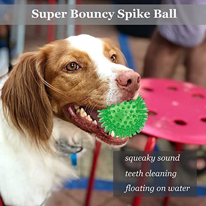 LECHONG 6pack Squeaky Dog Toys Spiky Dog Balls Cleans Teeth and Promotes Dental and Gum Health for Your Pet Squeaker Ball Toys for Aggressive Chewers (S 6PACK) - size: S 6PACK