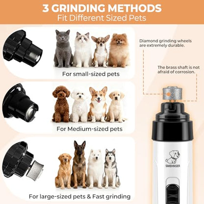 Pet Paw Trimmer and Nail Grinder for Dogs & Cats, 5-in-1 Rechargeable Detail Grooming Tool for Paw Pads, Face, Ears and Nail Smoothing, Low-Noise 3-Speed Design