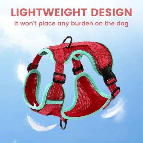 No-Pull Dog Harness with Dog Leash Breathable Mesh Adjustable Soft Padded Pet Vest Reflective for Small/Medium/Large Dogs Walking, Training - color: Red, size: S