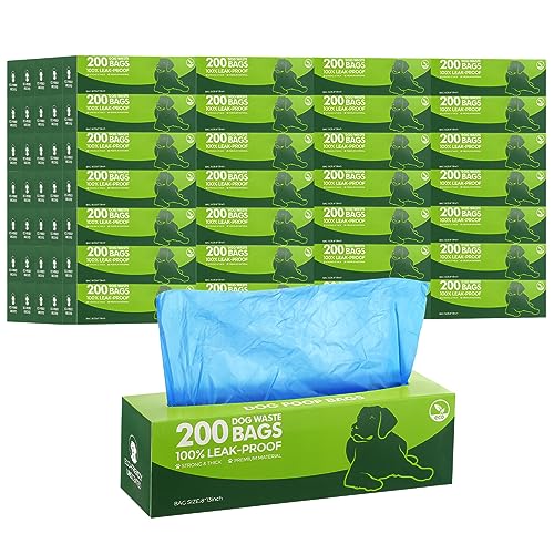 Sherr 20 Boxed Rolls 4000 Counts Dog Poop Bags Bulk Leak Proof Dog Waste Bags Universal Pet Doggy Waste Poop Box for Puppy Pets Outdoor Walking and Travel, 20 Rolls of 200(Blue) - color: Blue
