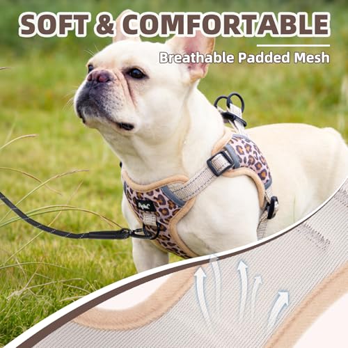 PUPTECK Dog Harness Small Sized Dog, Step in Adjustable Reflective Dog Vest Harness Escape Proof, No Pull Soft Padded Harness Easy Control, Brown Leopard, M - color: Brown(Leopard), size: M (CHEST: 14.5"-20")
