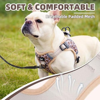 PUPTECK Dog Harness Small Sized Dog, Step in Adjustable Reflective Dog Vest Harness Escape Proof, No Pull Soft Padded Harness Easy Control, Brown Leopard, M - color: Brown(Leopard), size: M (CHEST: 14.5"-20")