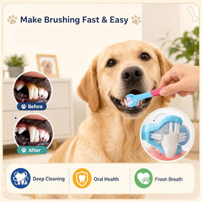 10 Pack Dog Tooth Brushing Kit, Pet Dog Toothbrush 2 Triple Head Pet Toothbrushes 360 Degree Finger Toothbrushes 4 Double Head Tooth Brush Dental Cleaning Brushes for DogCat Oral Dental Health