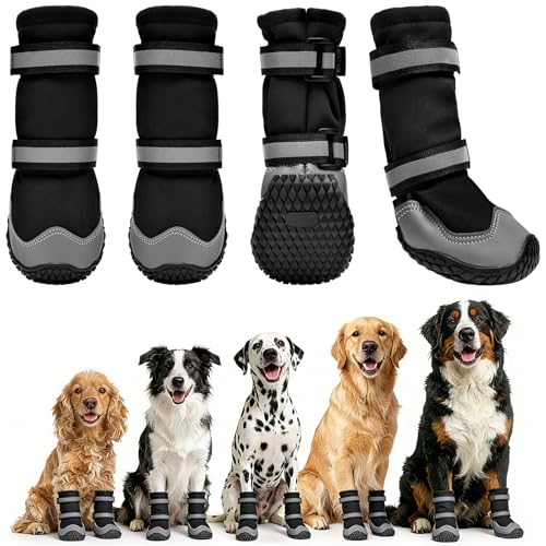 Dimicoo Dog Shoes,Waterproof Dog Boots for Winter,Anti-Slip Dog Snow Booties for Large Small Medium Dogs,Reflective Paw Protectors for Outdoor Walking Hiking - size: 3# (Insole Width 2″)for 27~38lbs