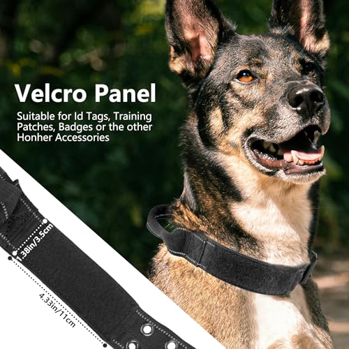 Tactical Dog Collar with Control Handle, Military Adjustable Pet Collar Reflective Heavy Metal Buckle Dog Collar, Soft Nylon Training Collar for Medium Large Dogs (Black, Large) - color: Black, size: Large