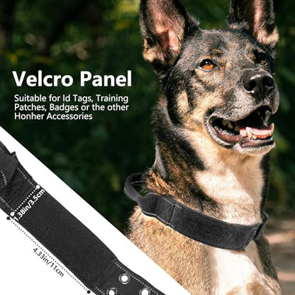 Tactical Dog Collar with Control Handle, Military Adjustable Pet Collar Reflective Heavy Metal Buckle Dog Collar, Soft Nylon Training Collar for Medium Large Dogs (Black, Large) - color: Black, size: Large