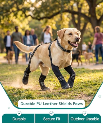 Dog Suspender Boots - Waterproof, Adjustable & Anti-Slip for All-Weather Paw Protection - 2026 Upgrade Dog Snow Boots with Durable Rubber Sole, Fleece Lining, Reflective Straps (L) - size: L