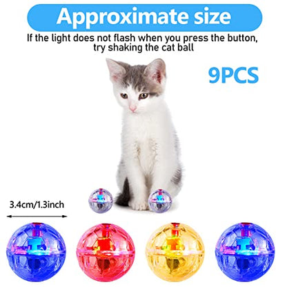 Jecery 9 Pcs Ghost Hunting Light Up Cat Balls LED Motion Activated Cat Toy Interactive Lighted Ball Pet Glowing Mini Running Exercise Toys for Kitten Dog Pet Animals Activity(Transparent) - color: Transparent