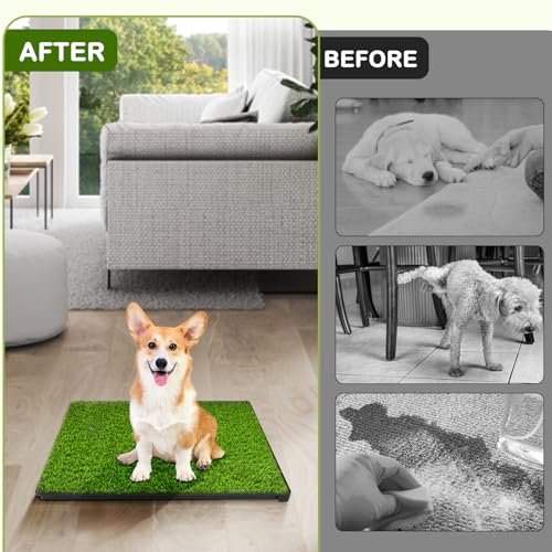 Dog Grass Pad with Tray, 23''X17'' Small Artificial Turf Grass Potty, Reusable Puppy Pee Pads for Dogs, Portable Dog Litter Box for Indoor/Outdoor Potty Training Toilet - size: Small