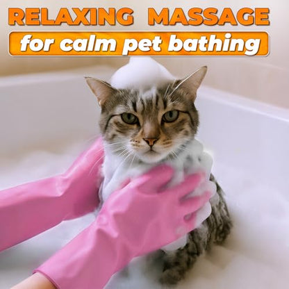 Cat and Dog Shampoo Gloves with 3000 Soft Bristles – 2-in-1 Dog Bath Gloves 11.6", Durable Silicone, Saves Shampoo | Massage, Grooming & Clean Wet or Dry – Made for Every Breed and Coat Style (Pink) - color: Pink