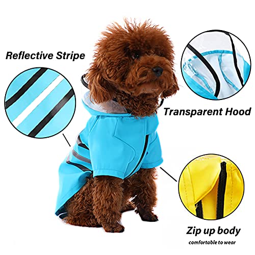 Wizland Reflective Dog Raincoat Dog Rain Jacket with Hood Lightweight Waterproof Rain Coat for Puppies (Pink S) - color: Blushing, size: Small